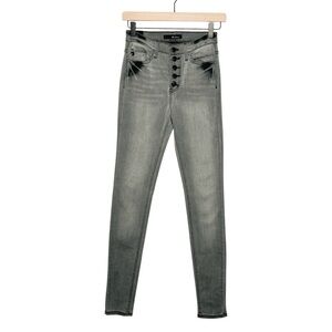 Kancan High Rise Button‎ Fly Grey Denim Skinny Jeans 25